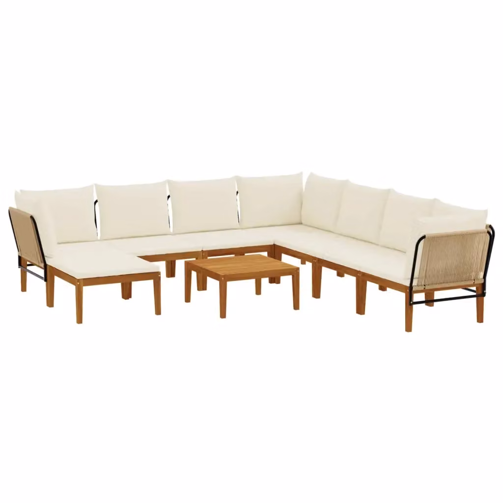 Set di 9 sedie da giardino vidaXL in legno di acacia e corda beige e bianca – 2