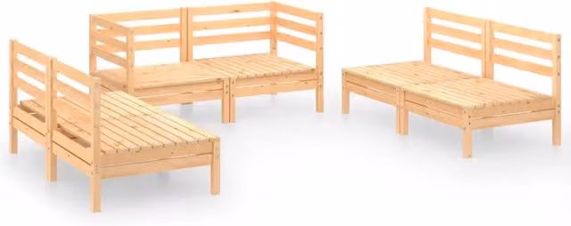 Set Divani da Giardino 6 pz | Set Salotto da Giardino in Legno Massello di Pino
