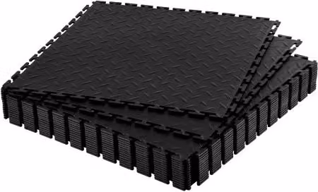 VEVOR Piastrelle per Pavimenti da Garage, Confezione da 16 Piastrelle Modulari a Incastro da 513 x 513 x 5 mm, Tappetini Antiscivolo in PVC con Piastra Diamantata per Officina, Magazzino, Nero