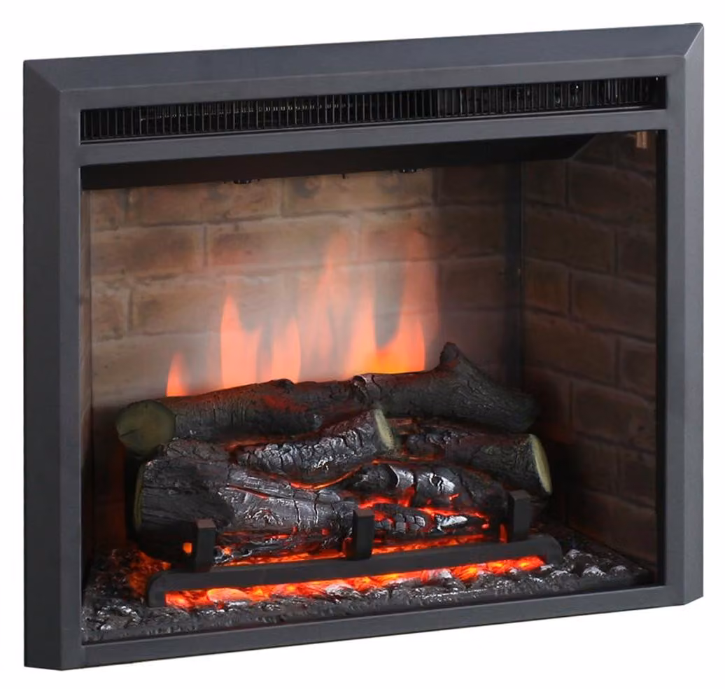 Camino elettrico a parete, 23 pollici, 1000/2000 W, struttura in metallo nero