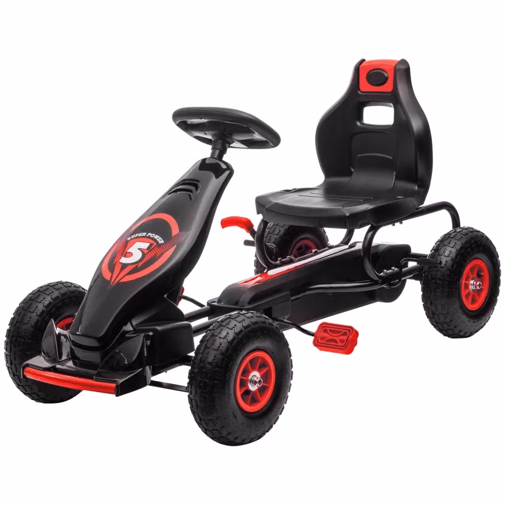 Go Kart a Pedali Zephmum per Bambini Rosso con Sedile Regolabile e Ruote Gonfiabili – 2