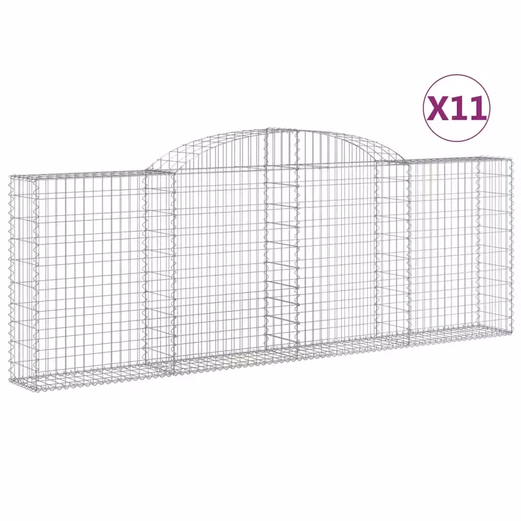 Set di 11 Cesti Gabbioni ad Arco Videx in Acciaio Zincato Colore Argento L: 300 cm, P: 30 cm, H: 100/120 cm – 2