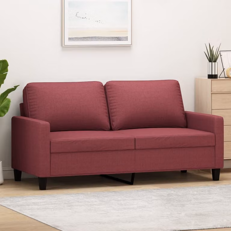 Divano a due posti, colore bordeaux, 140 cm, rivestito in tessuto, modello "Exclusive"