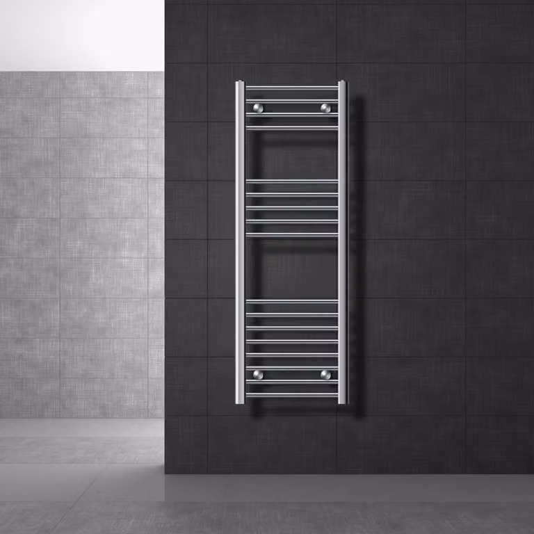 LuxeBath radiatore da bagno 400 x 1200 mm - cromo - curvo con attacco laterale - radiatore di design scaldasalviette asciugacapelli, senza elemento riscaldante