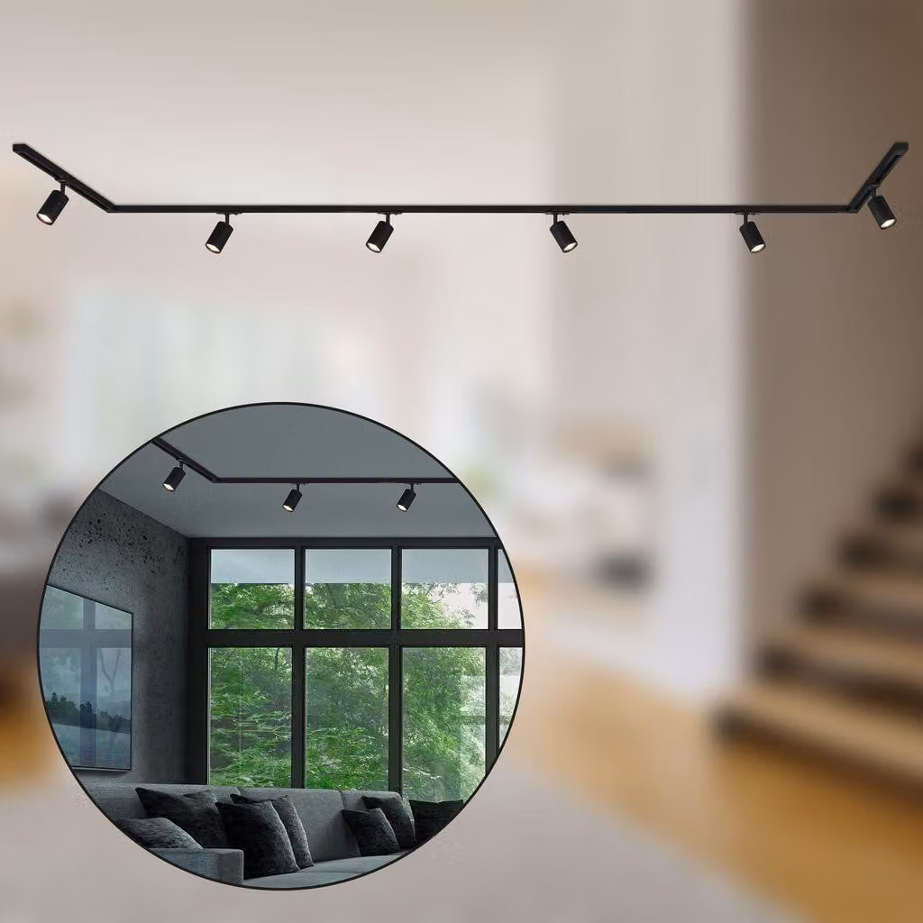 Sistema a binario Briloner Rail, set completo, 6 faretti GU10, orientabili, girevoli, nero, 4,5 m