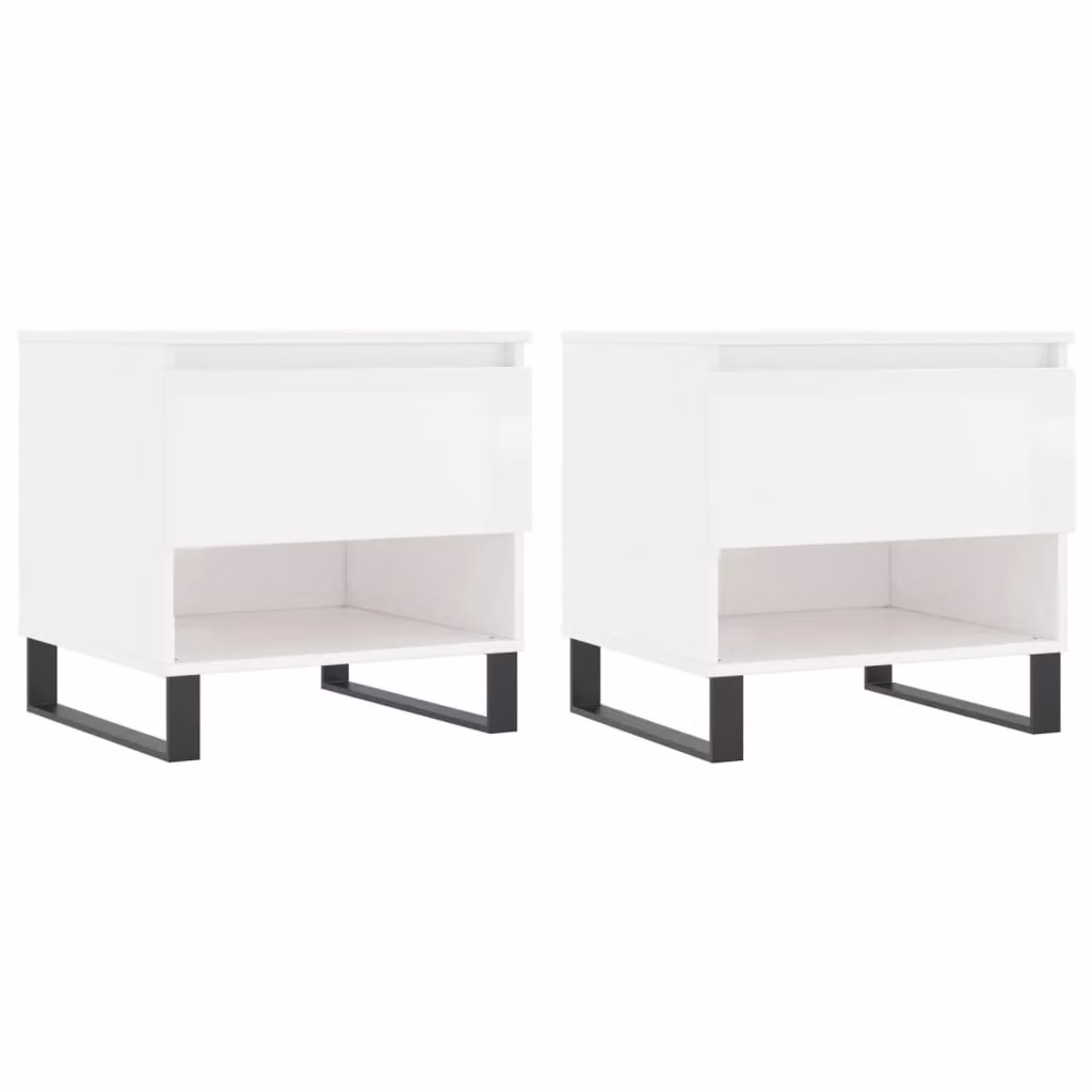 Tavolini Salotto 2pz Bianco Lucido 50x46x50cm Legno Multistrato