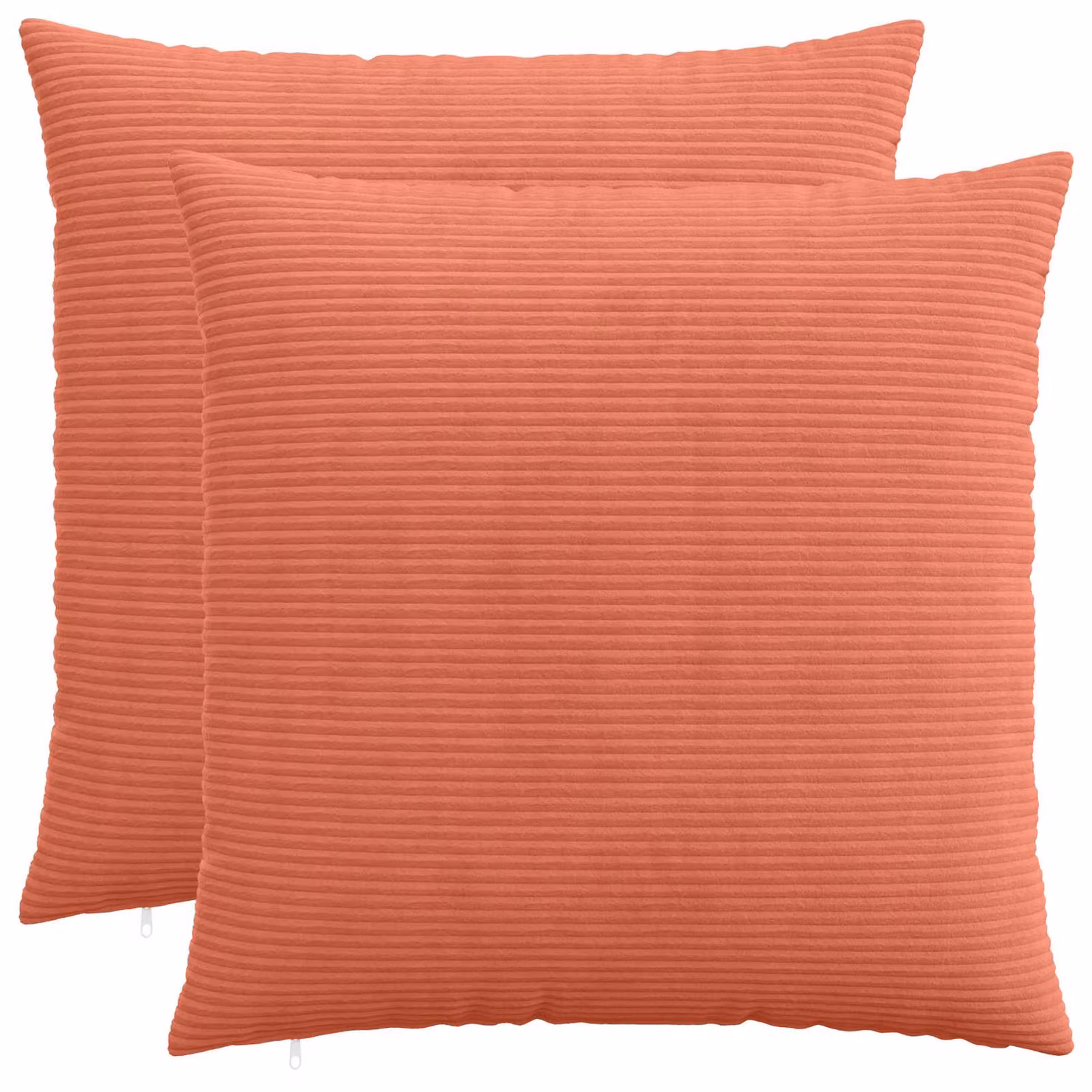 Set di 2 federe vidaXL HEERLEN in velluto a coste, Rosso Arancio, L 60 cm x L 60 cm