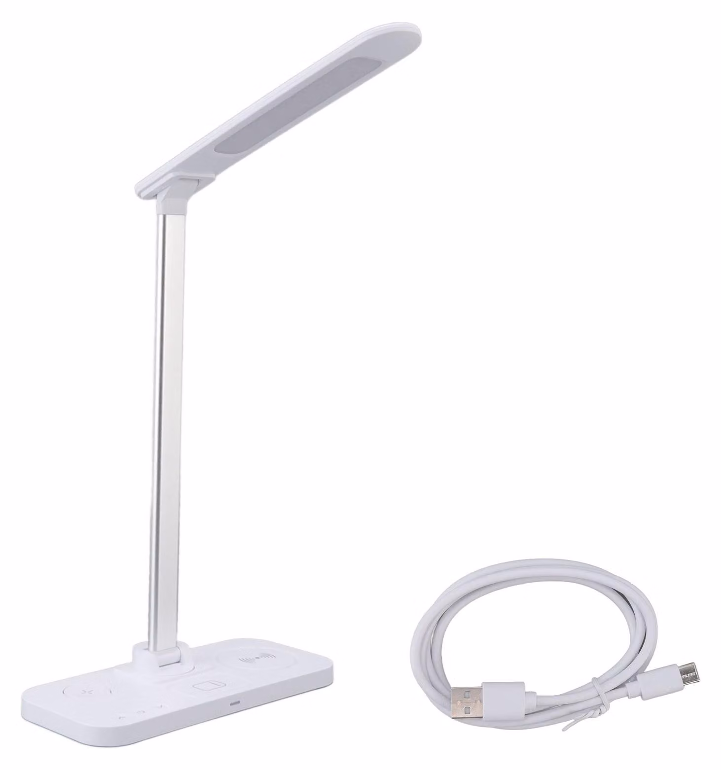 Lampada da scrivania 4 in 1 con ricarica wireless, 15 W, regolazione rapida e continua dell'intensità luminosa, elevata luminosità, lampada da tavolo con caricatore