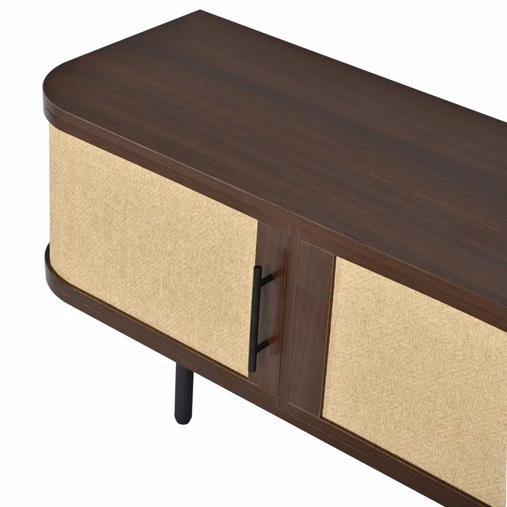 Mobile TV Minimal Nero con 4 ante e ripiani in legno MDF per soggiorno L 180 x P 40 x H 45 cm – 2