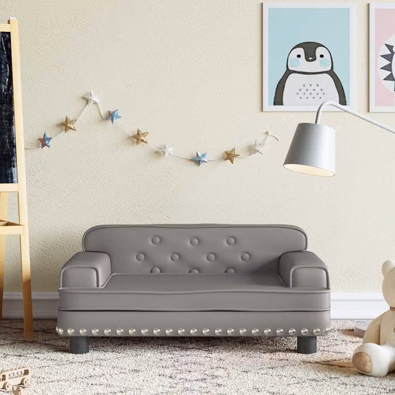 Divano per bambini vidaXL in similpelle grigio, L 70 cm x P 45 cm x H 30 cm