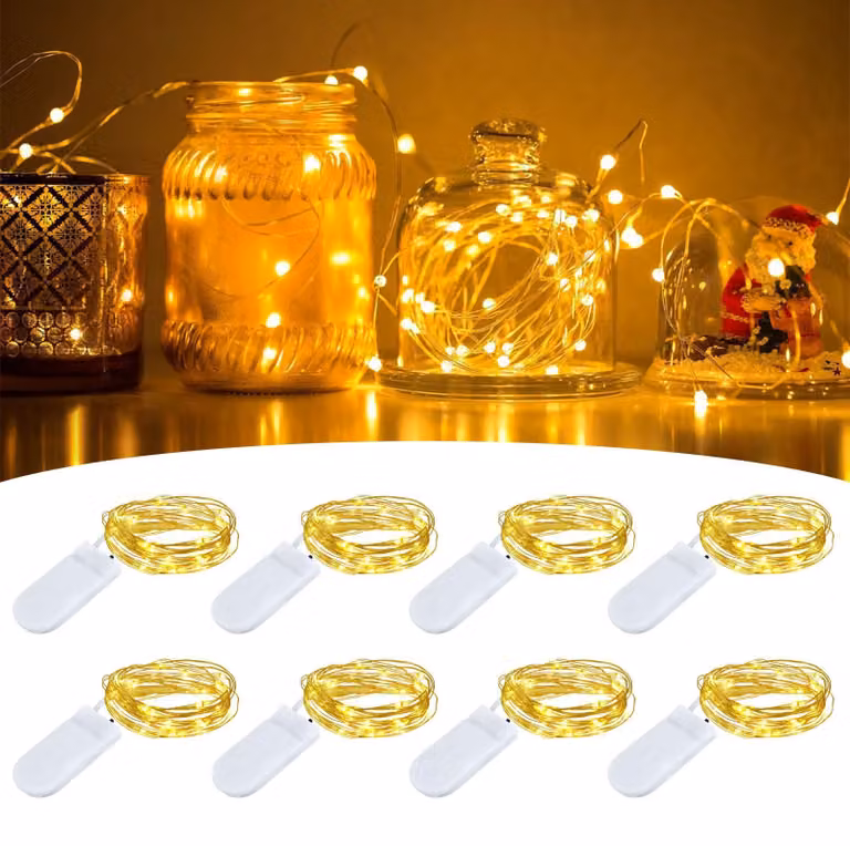 Catena luminosa LED mini, alimentata a batteria, 2 metri, 20 LED, decorazione per interni, luce calda