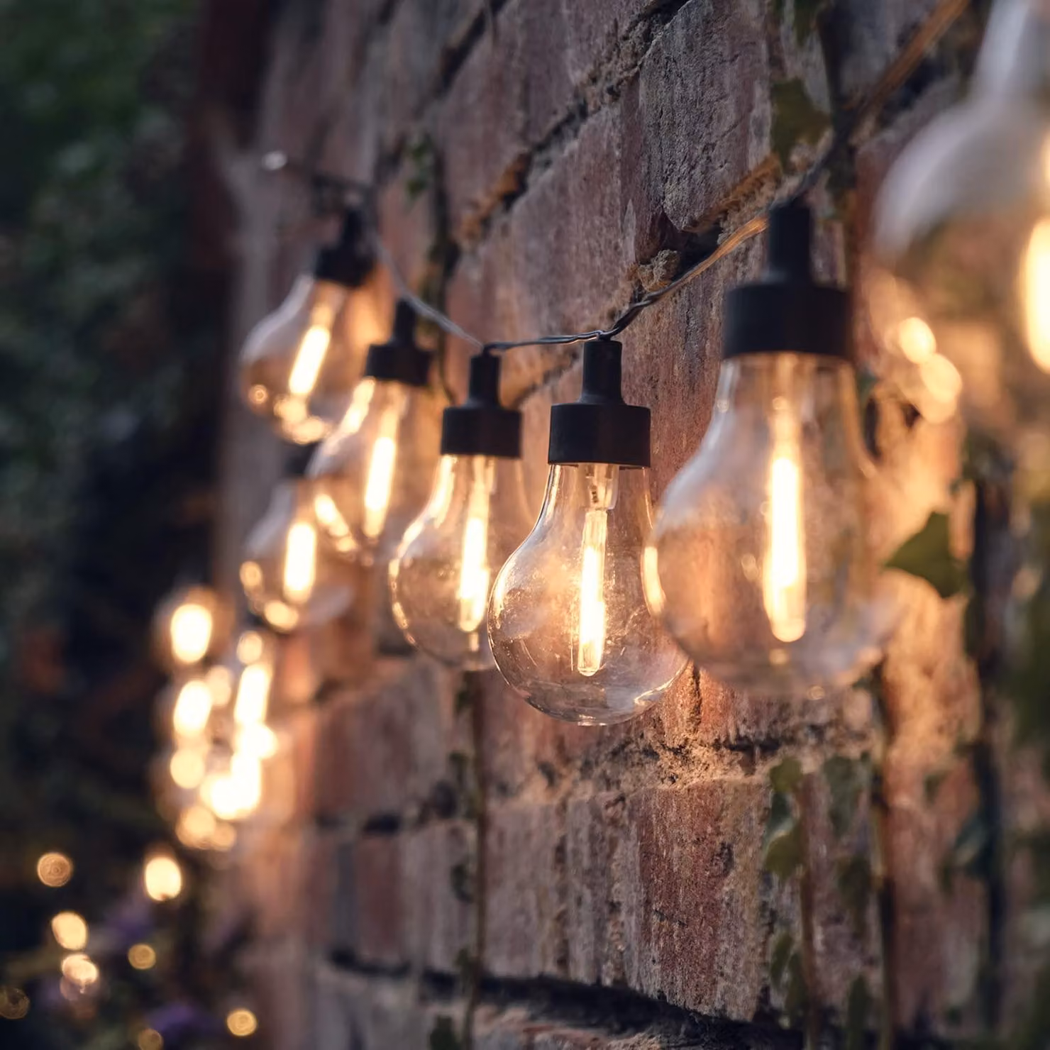 Catena luminosa solare con 20 LED bianco caldo, lunghezza 4,75 metri, stile vintage, grado di protezione IP44