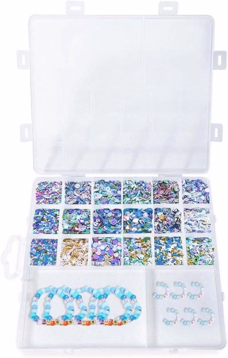 Contenitore trasparente in plastica per gioielli e articoli da hobby, con scomparti multipli, da montare a parete. Scatola di ordinazione con coperchio