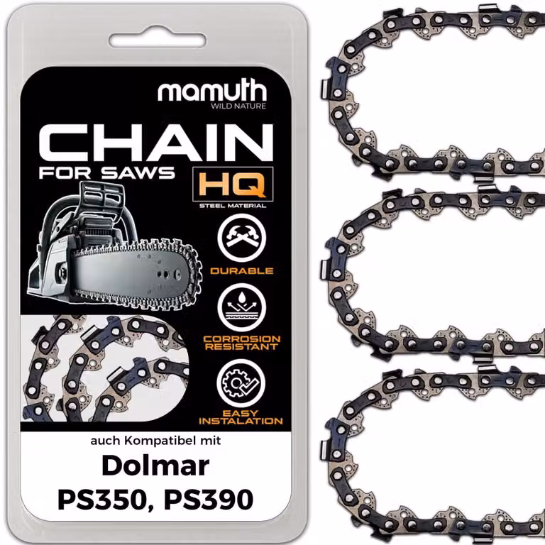 3 catene per motosega, lunghezza 40 cm, passo 3/8", spessore 1,3 mm, modello 56 TG, compatibili con motoseghe Dolmar PS350 e PS390