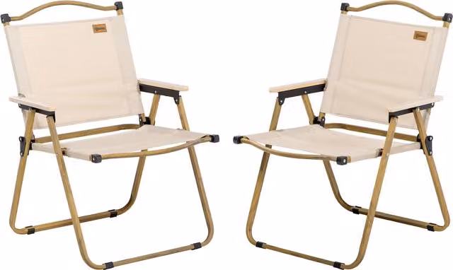 Set di 2 sedie da campeggio e pesca pieghevoli Outsunny in tessuto beige e struttura in acciaio, L: 54 cm, P: 59 cm, H: 78 cm – 1