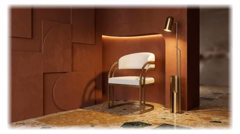 Sedia da pranzo con dettagli dorati, design moderno