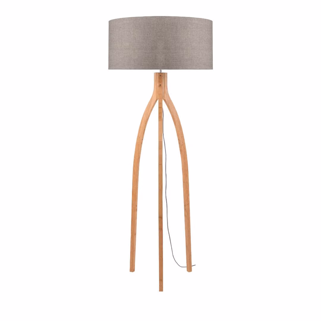 GOOD&MOJO - Lampada da terra Annapurna - Taupe/Bamboo- Ø60cm per soggiorno, camera da letto