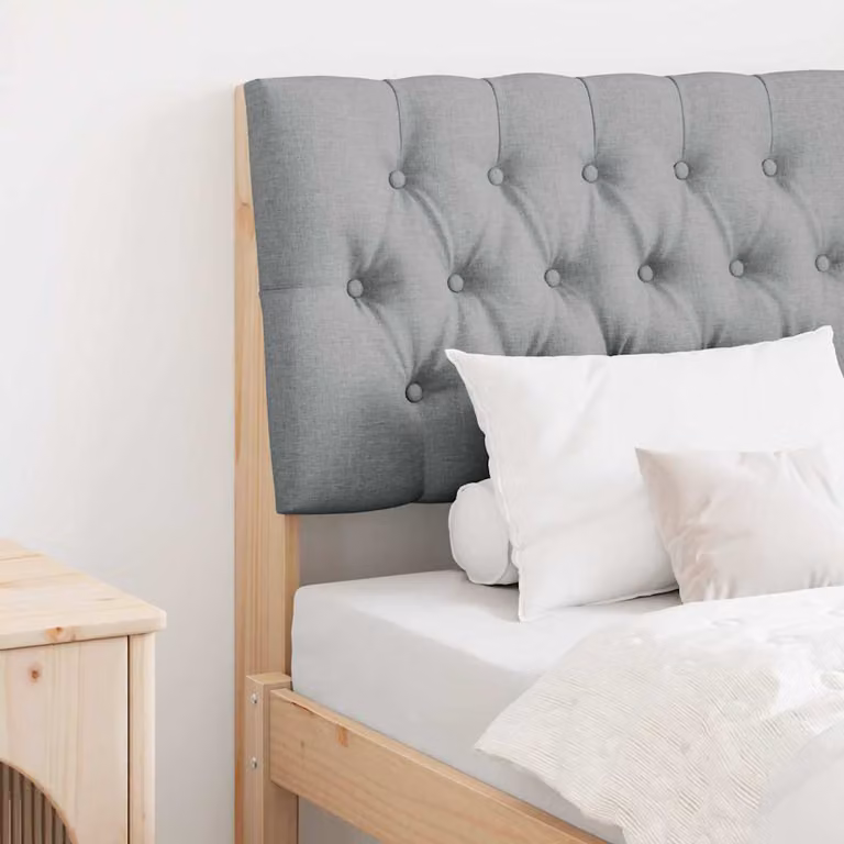 Testiera imbottita vidaXL in pino massello Grigio chiaro 80 cm