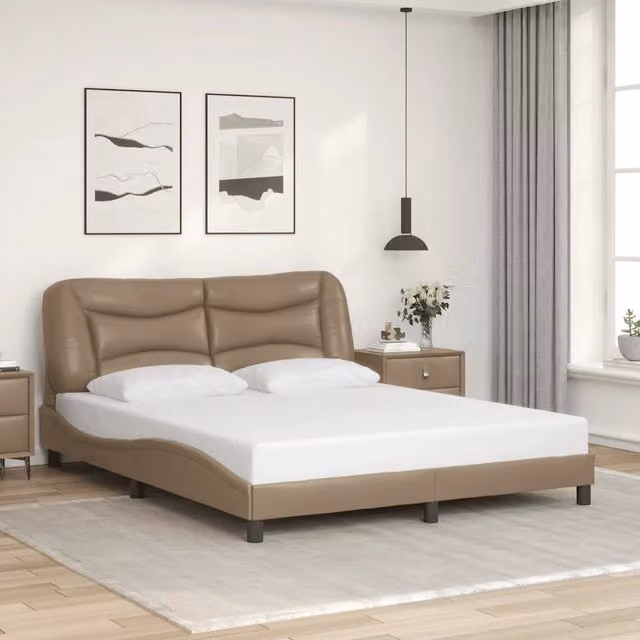 Giroletto senza materasso Hvar vidaXL in similpelle color beige, L/P/H: 160 x 200 cm