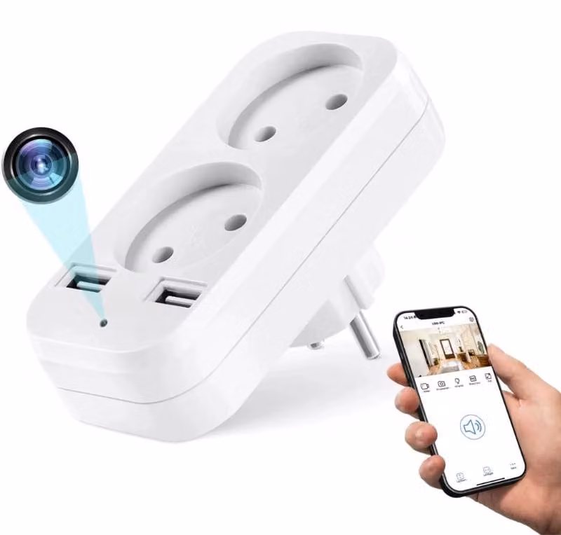 Mini Telecamera Adattatore doppio iUni AD1, Wi-Fi, Full HD, Visualizzazione Live su telefono, Slot per scheda MicroSD
