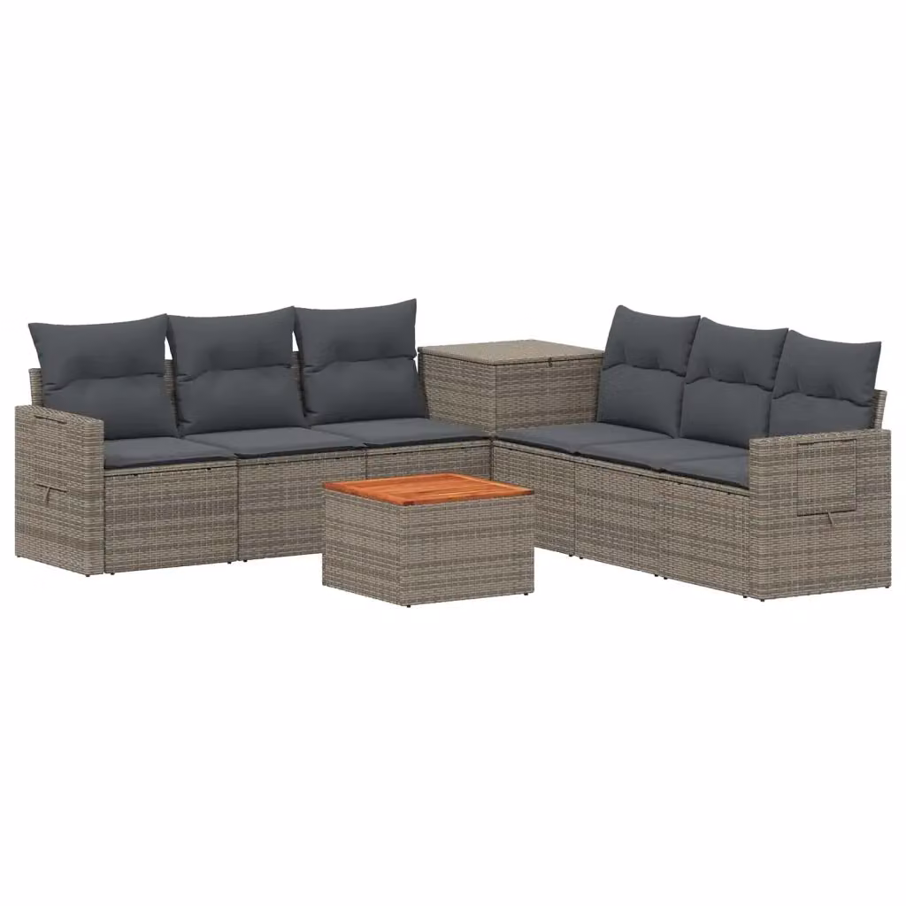 Set di divani da giardino vidaXL a forma di U in polyrattan con tavolino, 8 pezzi, Grigio e Antracite – 2