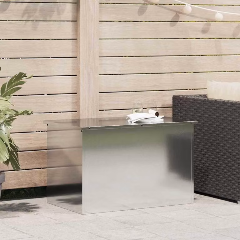 Contenitore di stoccaggio in acciaio con coperchio a gas per giardino e uso esterno