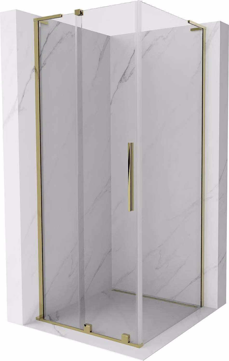 Mexen Velar L cabina doccia scorrevole 120 x 120 cm, trasparente, oro - 871-120-120-03-50