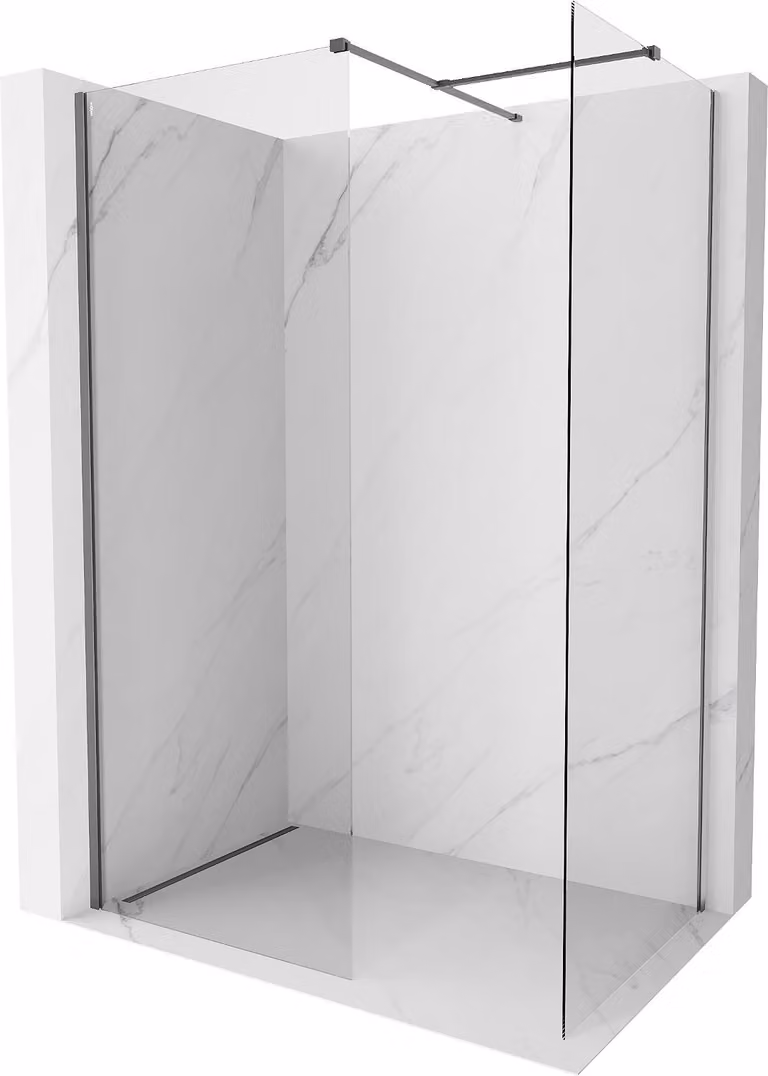 Mexen Kioto-X parete doccia Walk-in 90 x 90 cm, trasparente 10 mm, gun metal - 800-090-202-95-00-090-X