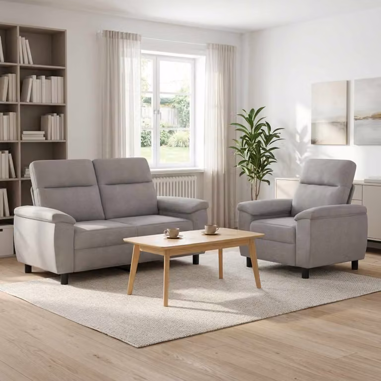 Set di 2 divani moderni vidaXL in tessuto grigio con struttura in metallo per il tuo soggiorno