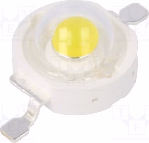 1 diodi ad alta efficienza da 700mA, angolo di emissione 130°, potenza massima (Pmax): 3W, luce bianca fredda, flusso luminoso: 249,6÷324,5 lm, modello PM2E-3LWE-SD, LED