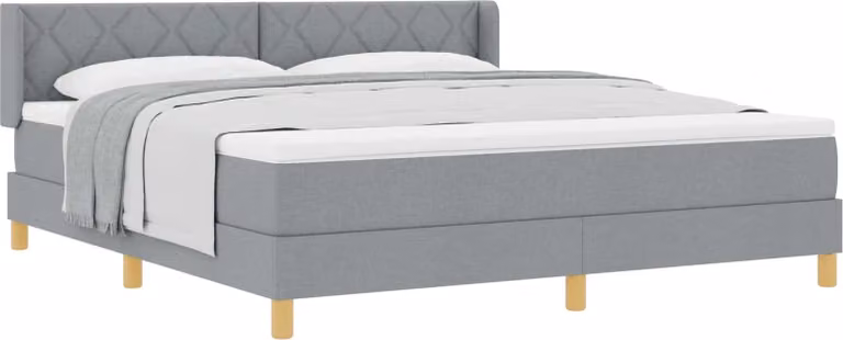 Letto a molle con materasso grigio chiaro 180 x 200 cm in tessuto