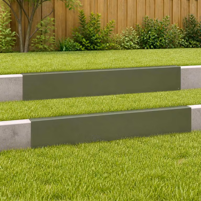 Set di 2 profili di copertura per giardino vidaXL in acciaio, disponibili nei colori verde o grigio, L 100 cm x H 15 cm x P 6 cm