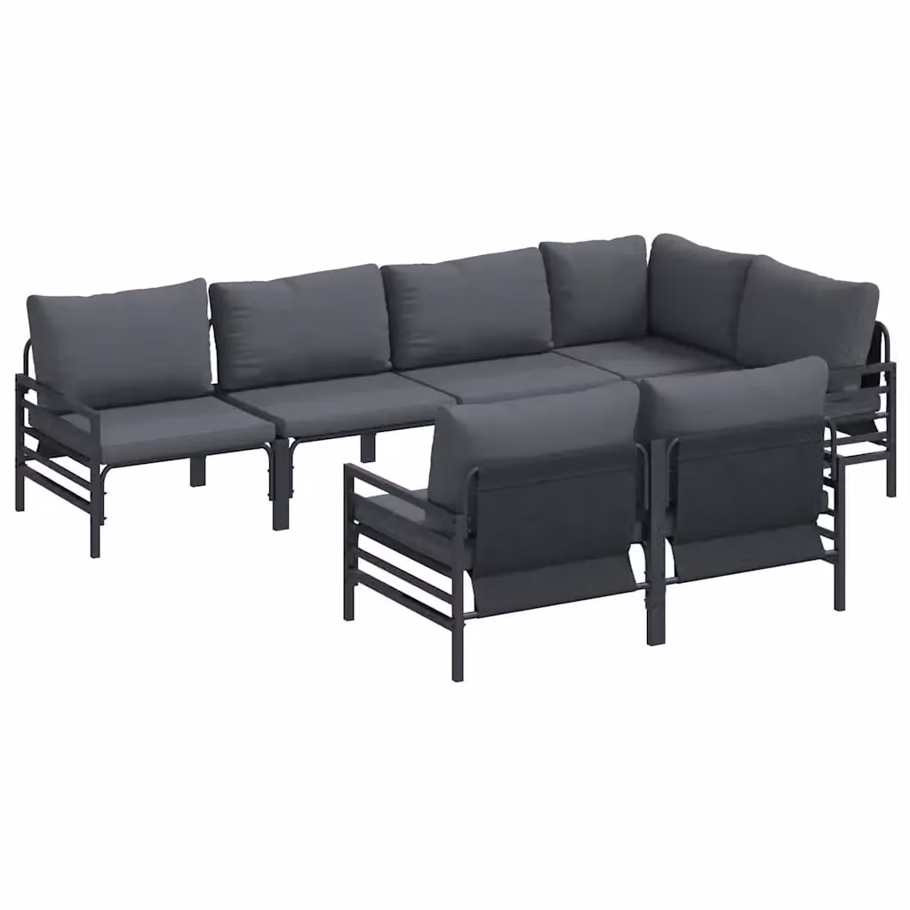 Set Divano da Giardino a L vidaXL 7 Pezzi in Acciaio Antracite con Cuscini – 2
