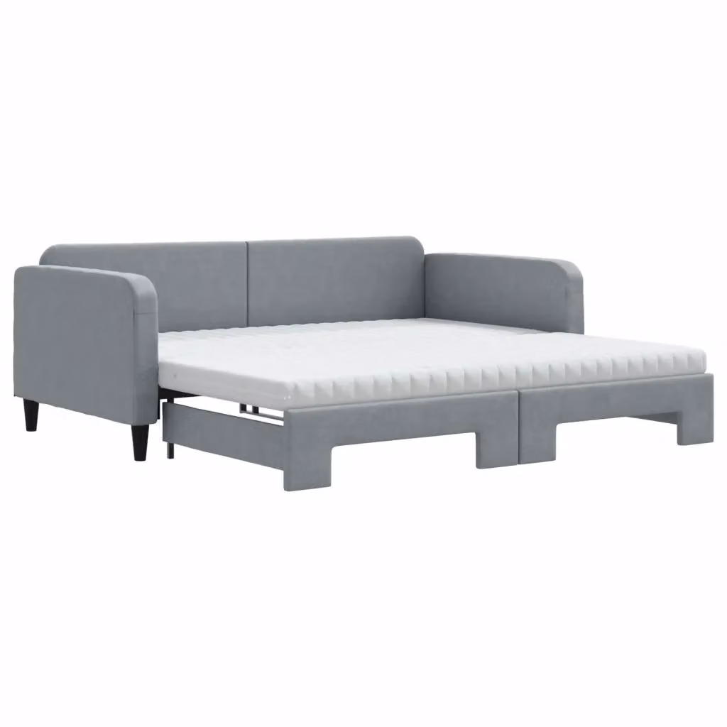 Divano Letto Estraibile vidaXL in Tessuto Grigio con Cassetto per Materasso 100x200 cm – 2