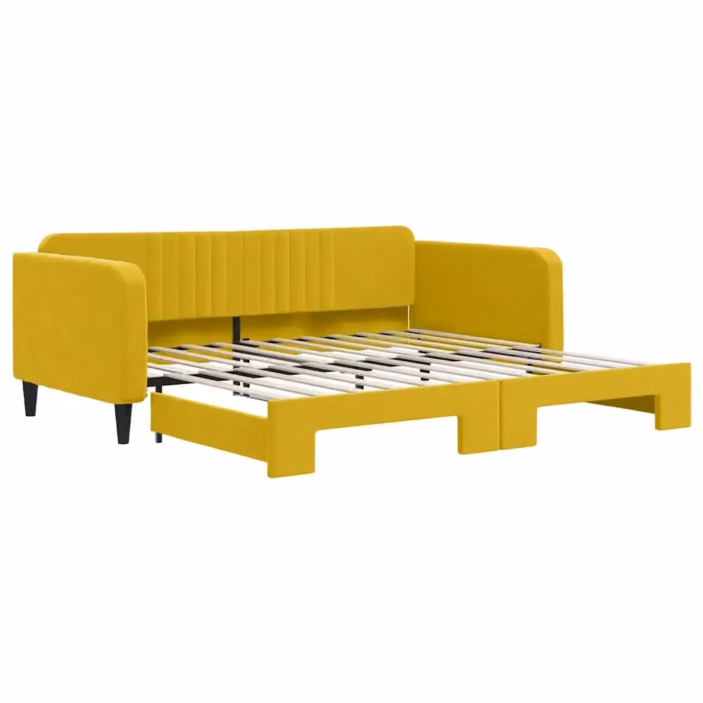 Divano Letto con Letto Estraibile vidaXL in Velluto Giallo L/P/H: 223 x 110 x 75 cm con Dimensioni Letto: 100 x 200 cm – 2
