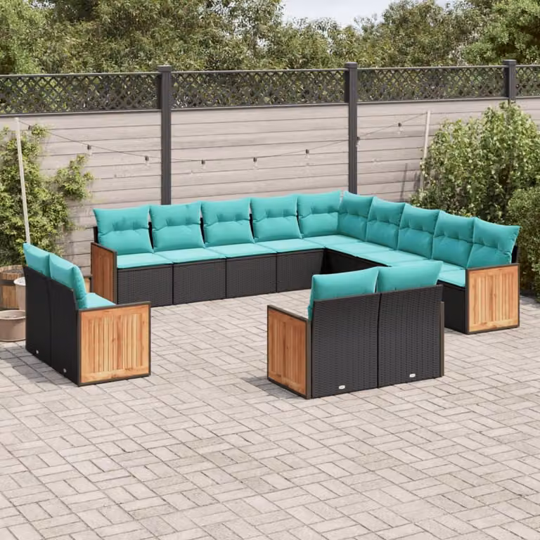 Maison Exclusive - Set da giardino 13 pezzi con cuscini, polyrattan nero