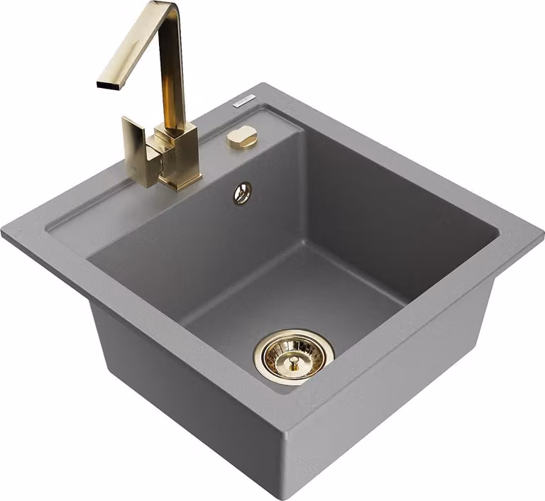 Mexen Vito lavello in granito a 1 vasca con miscelatore cucina Rita, grigio - 6503-71-670300-50