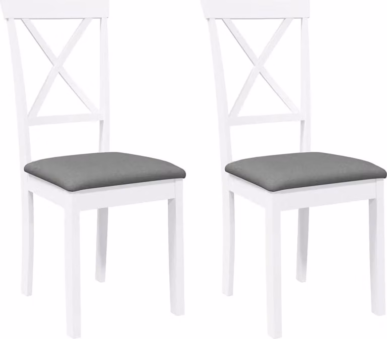 Sedie da Pranzo con Cuscini 2 pz Bianco Legno Massello di Hevea