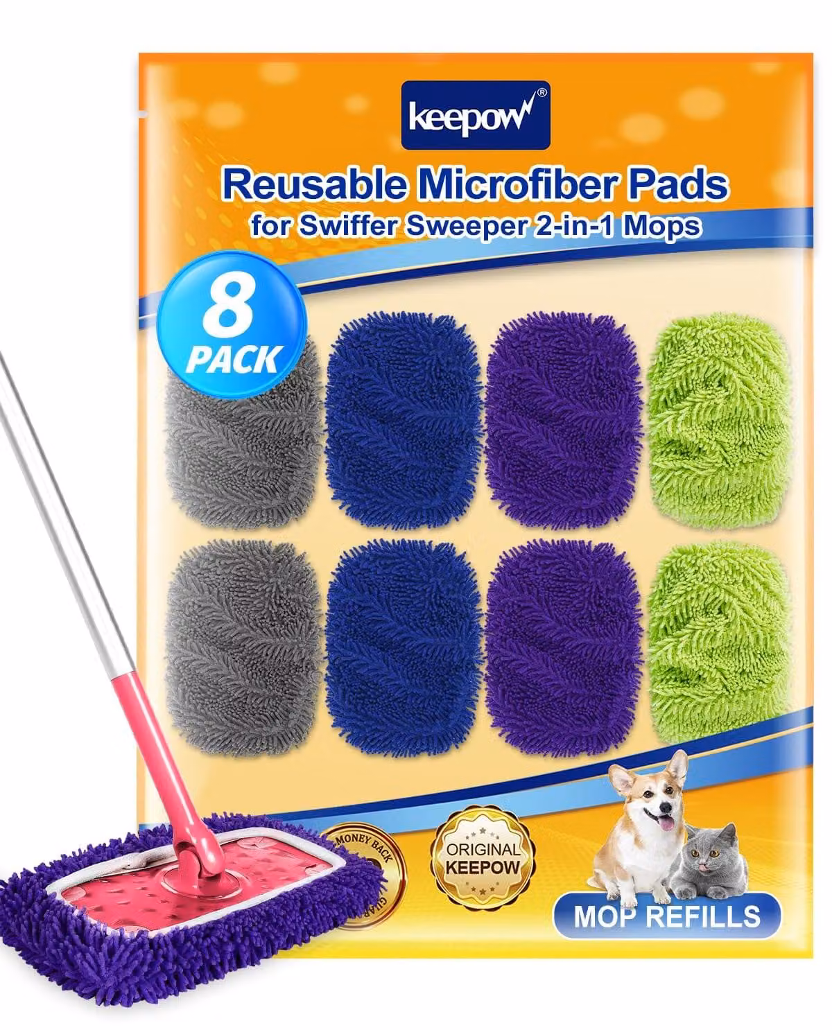 8 panni in microfibra per mop Swiffer, lavabili
