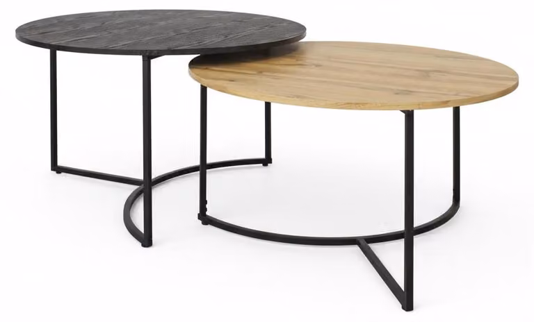 Set Tavolini Salotto Moderni Diametro 80cm Bassi Design Metallo Oro