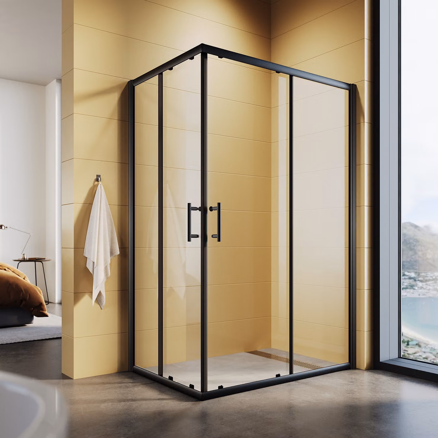 SONNI nero doccia angolare doppia porta scorrevole 120x80x195cm ingresso angolare ESG porta doccia in vetro cabina doccia box doccia