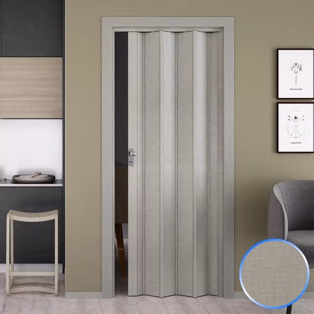 Porta a soffietto da interno in PVC modello Luciana colore grigio L: 88,5 cm x H: 214 cm