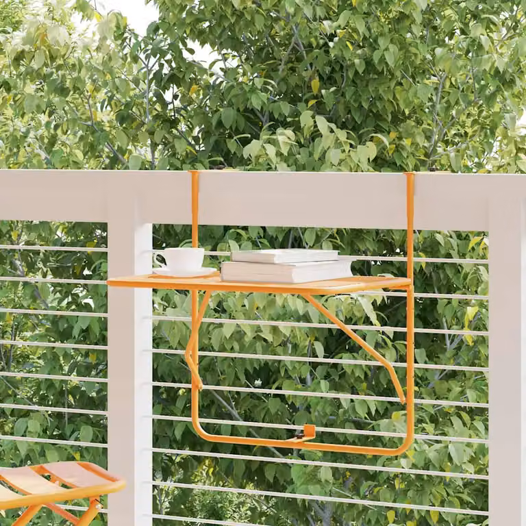 vidaXL Tavolo da Balcone e Terrazzo Rettangolare in Acciaio Inox Giallo L: 60 cm, P: 40 cm, H: 65 cm
