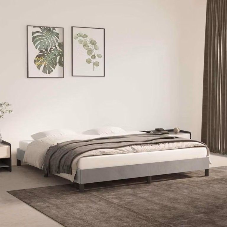 vidaXL Giroletto imbottito in velluto Grigio Chiaro L/P/H: 180 x 200 x 203 cm
