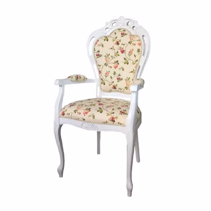 Capotavola shabby chic in legno e raso floreale bianco Mobili 2G L: 60 cm, P: 55 cm, H: 110 cm