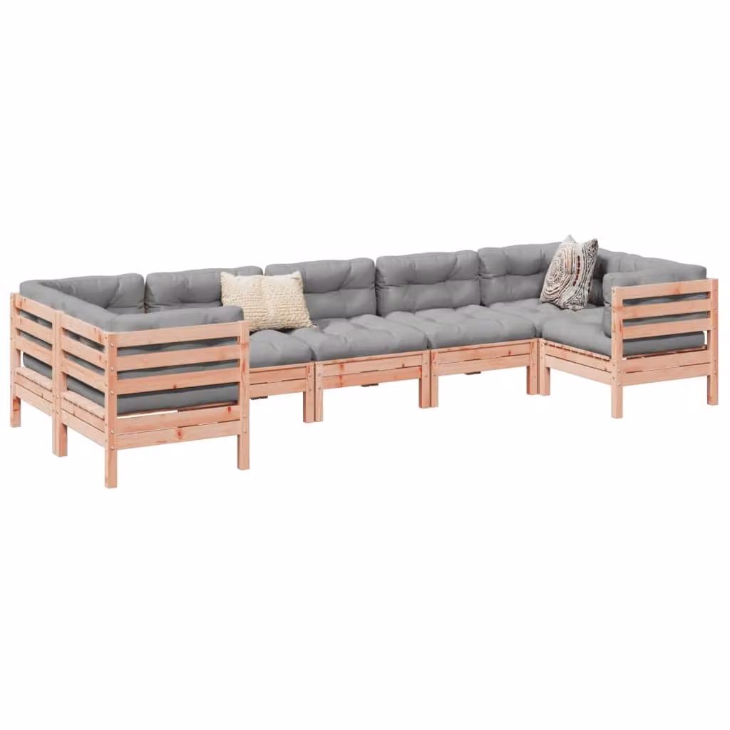 The Living Store Set di divani da giardino 7 pezzi con cuscini in legno massiccio di abete Douglas