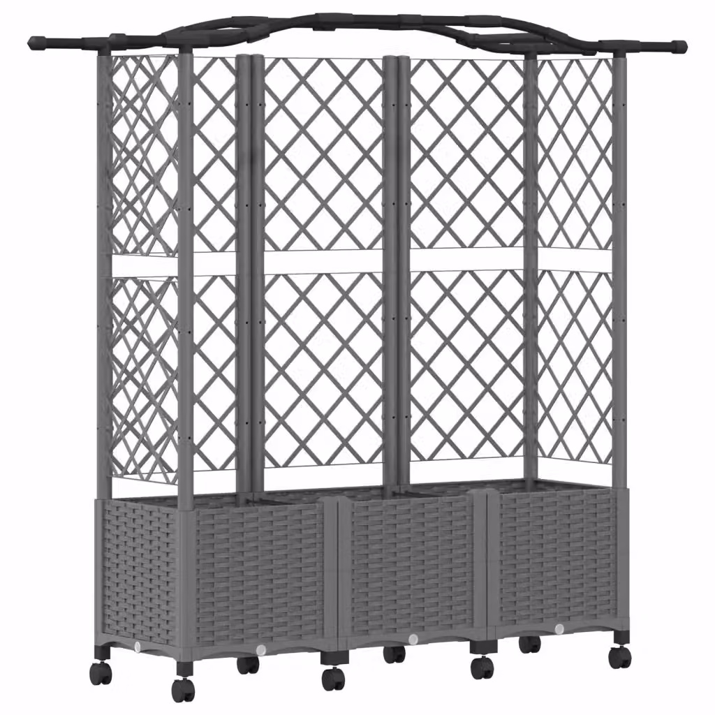 Letto rialzato con griglia e tetto vidaXL in plastica grigio per giardino, balcone o terrazzo, L/P/H: 163 x 144 x 40 cm – 2