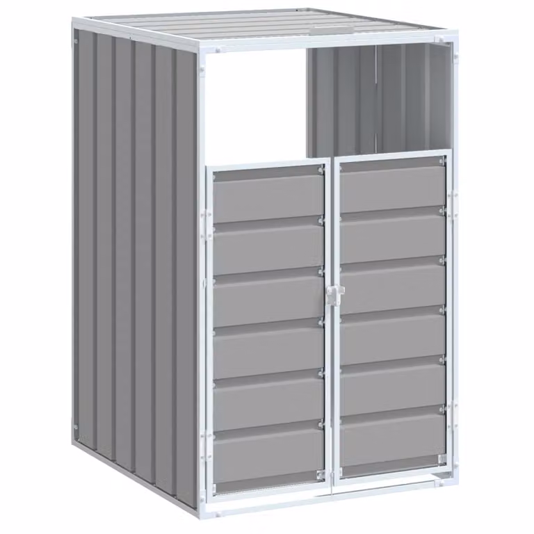 Copribidone con Ruote Bidone Singolo Grigio 72x81x115cm Acciaio