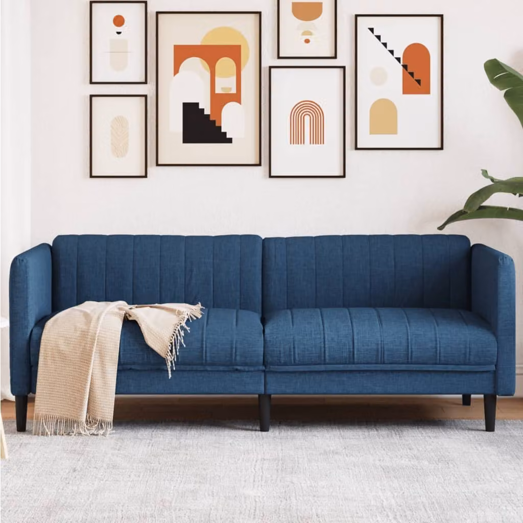 Maison Exclusive - Divano a due posti, colore blu, rivestito in tessuto