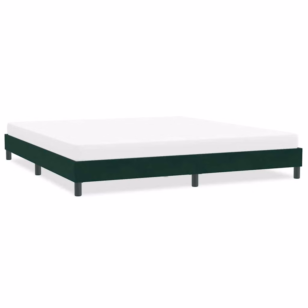 vidaXL Giroletto imbottito in velluto verde scuro con doghe in legno L: 200 cm, P: 220 cm
